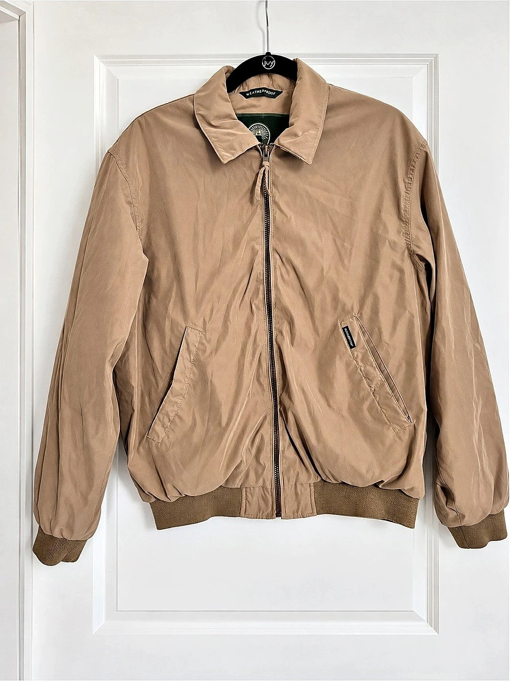 Weatherproof Garment Co Men's Microfiber Golf Bomber Jacket Tan Size Small